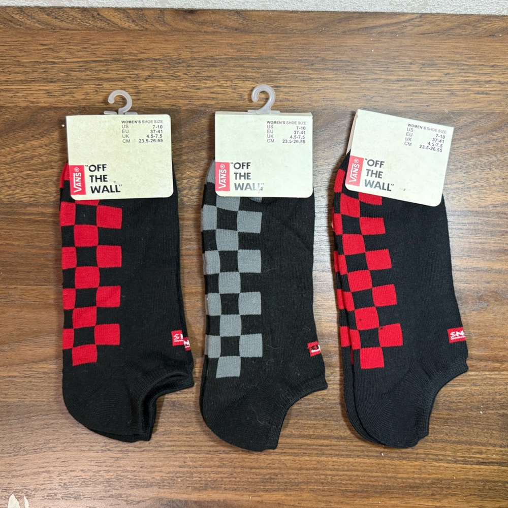 Vans Checker Men’s Ankle Socks 3 Pack Wholesale Misprint Size 6.5-9